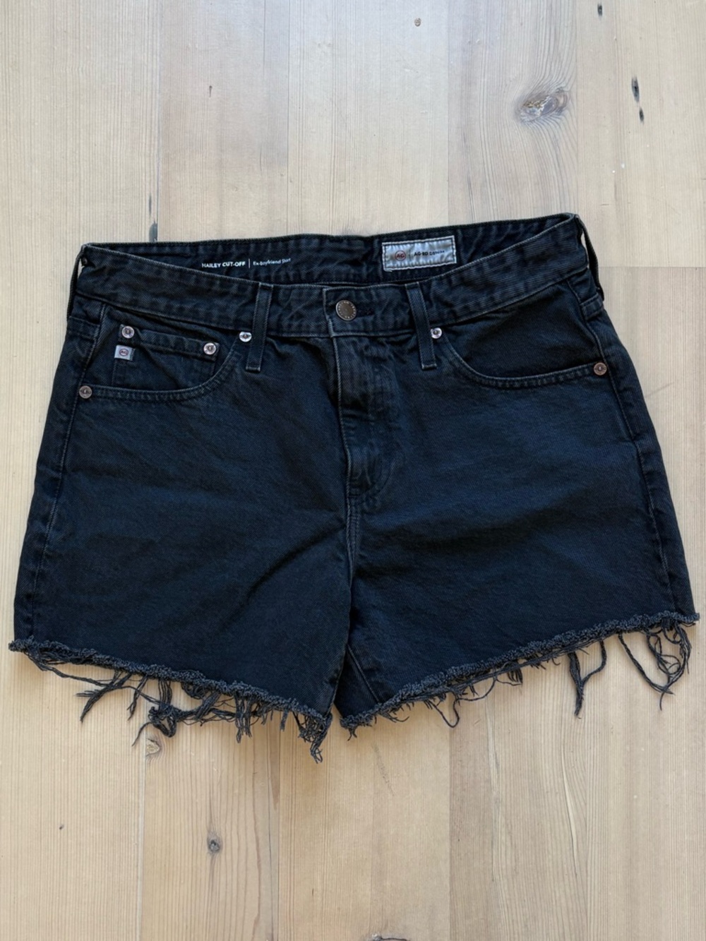 Agolde Black Frayed Hem Women’s Denim Shorts